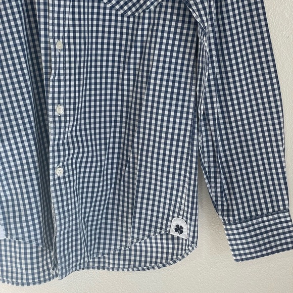 Lucky Brand M Blue White Check Button Down Shirt Too - Picture 5 of 9